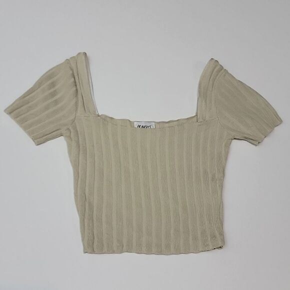 PRINCESS POLLY Katie Ribbed Short Sleeve Cropped Sweater size XS/S - Picture 1 of 4
